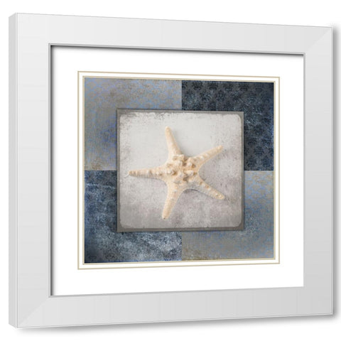 Blue Star Fish 3 White Modern Wood Framed Art Print with Double Matting by LightBoxJournal