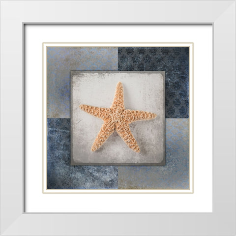 Blue Star Fish White Modern Wood Framed Art Print with Double Matting by LightBoxJournal