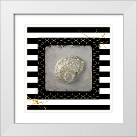 Golden Sea With Stripes 2 White Modern Wood Framed Art Print with Double Matting by LightBoxJournal