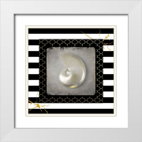 Golden Sea With Stripes 5 White Modern Wood Framed Art Print with Double Matting by LightBoxJournal