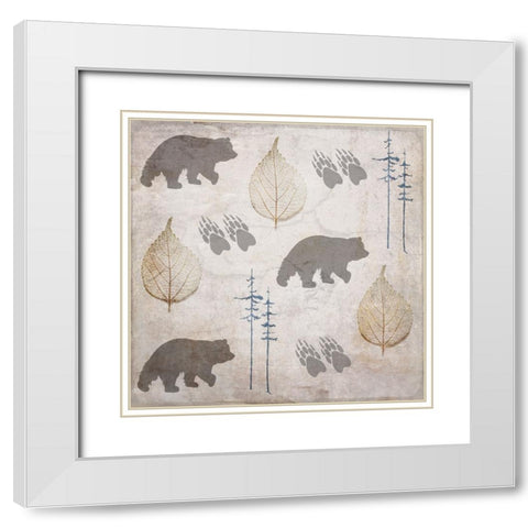 Moose Lodge Pattern Bear White Modern Wood Framed Art Print with Double Matting by LightBoxJournal