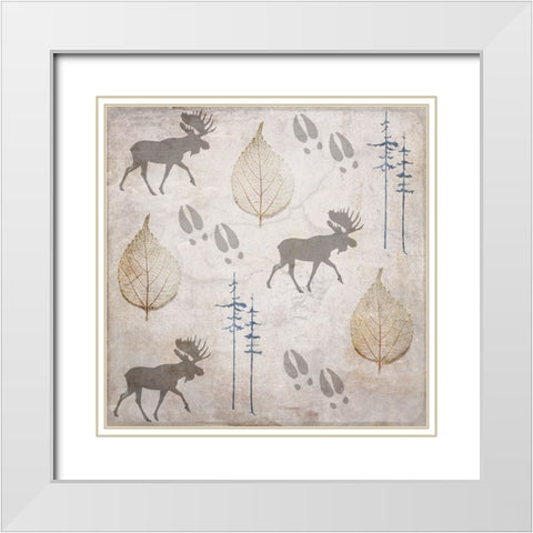Moose Lodge Pattern White Modern Wood Framed Art Print with Double Matting by LightBoxJournal