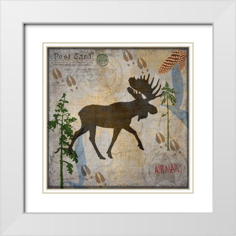 Bear Lodge Moose White Modern Wood Framed Art Print with Double Matting by LightBoxJournal