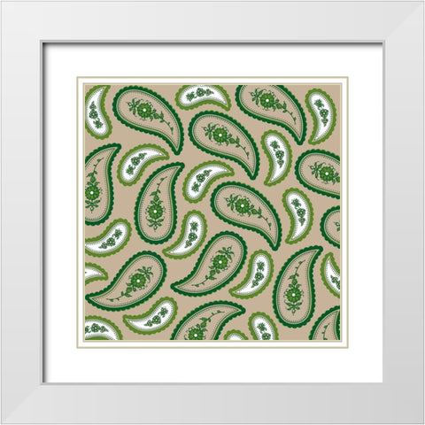 Camo Paisley 1 White Modern Wood Framed Art Print with Double Matting by LightBoxJournal
