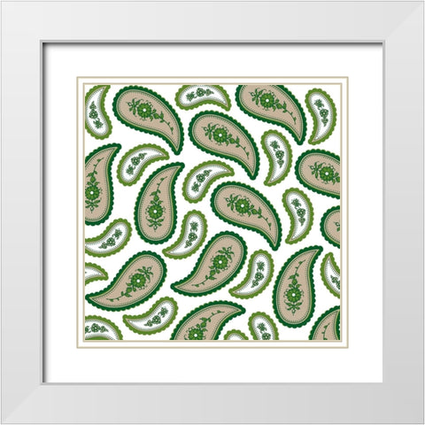 Camo Paisley 3 White Modern Wood Framed Art Print with Double Matting by LightBoxJournal