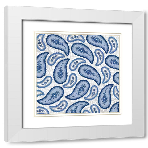 Camo Paisley 4_Blue 2 White Modern Wood Framed Art Print with Double Matting by LightBoxJournal