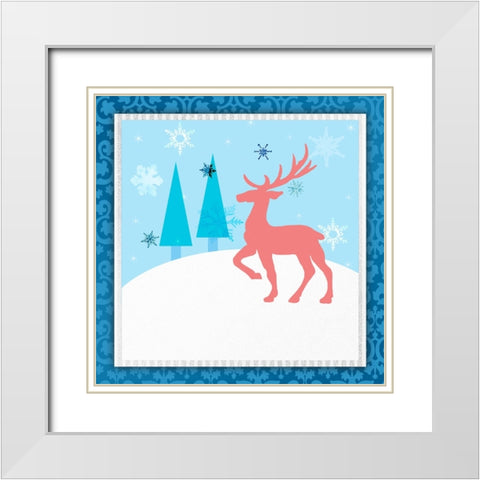 Christmas Deer 1 White Modern Wood Framed Art Print with Double Matting by LightBoxJournal