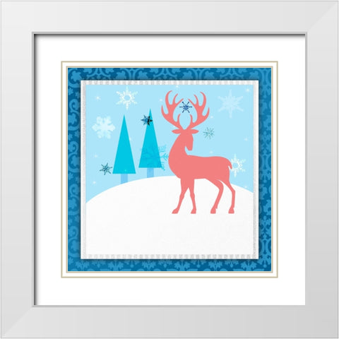 Christmas Deer 2 White Modern Wood Framed Art Print with Double Matting by LightBoxJournal