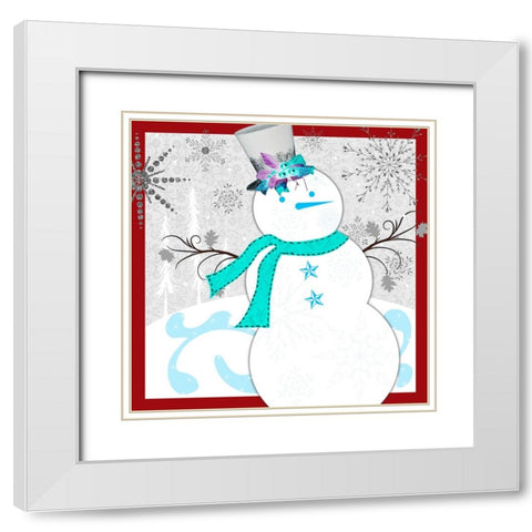 Christmas Snowman 1 White Modern Wood Framed Art Print with Double Matting by LightBoxJournal