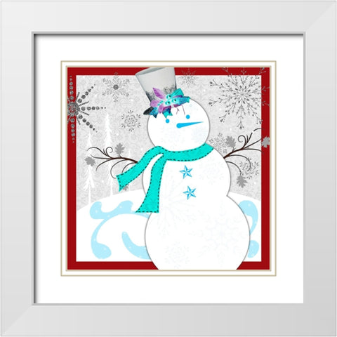 Christmas Snowman 1 White Modern Wood Framed Art Print with Double Matting by LightBoxJournal