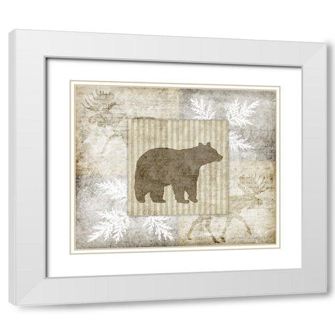 Decorative Lodge Bear 1 White Modern Wood Framed Art Print with Double Matting by LightBoxJournal