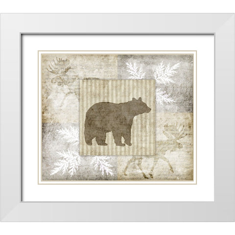 Decorative Lodge Bear 1 White Modern Wood Framed Art Print with Double Matting by LightBoxJournal