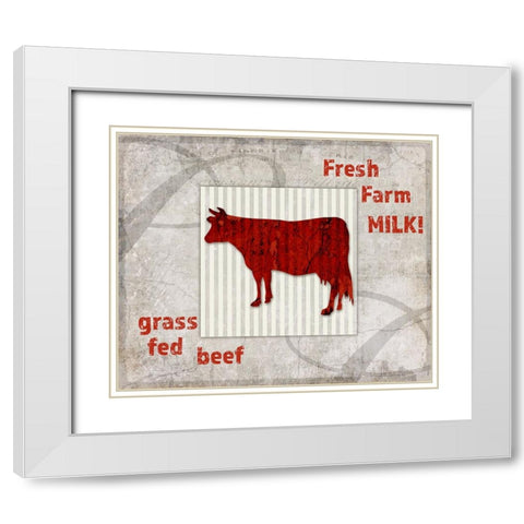 Decortive Pattern Farm Fresh Beef White Modern Wood Framed Art Print with Double Matting by LightBoxJournal