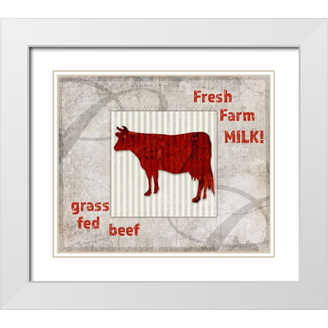Decortive Pattern Farm Fresh Beef White Modern Wood Framed Art Print with Double Matting by LightBoxJournal