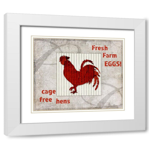 Decortive Pattern Farm Fresh Chicken White Modern Wood Framed Art Print with Double Matting by LightBoxJournal