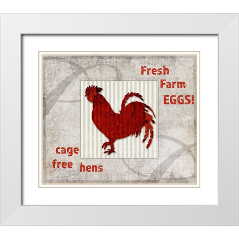 Decortive Pattern Farm Fresh Chicken White Modern Wood Framed Art Print with Double Matting by LightBoxJournal