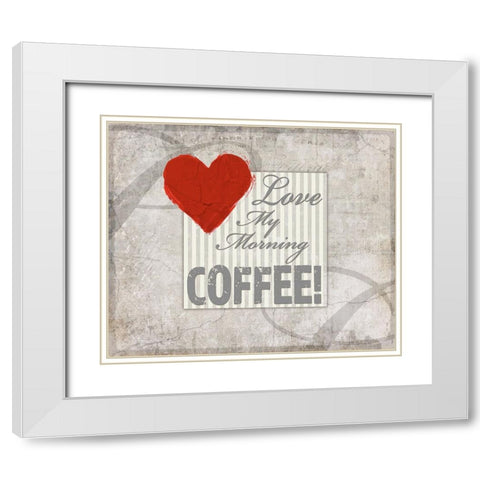 Decortive Pattern Love Coffee White Modern Wood Framed Art Print with Double Matting by LightBoxJournal