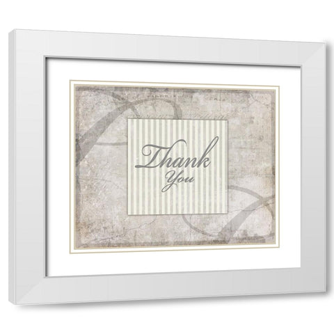 Decorative Pattern Thank You White Modern Wood Framed Art Print with Double Matting by LightBoxJournal