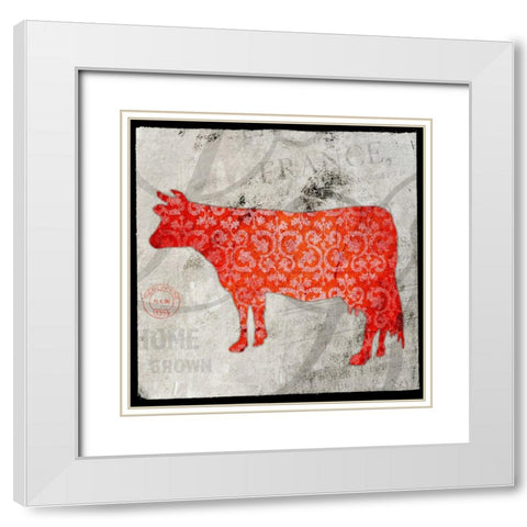 Farm Fresh Cow White Modern Wood Framed Art Print with Double Matting by LightBoxJournal