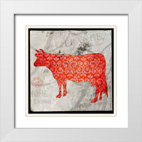 Farm Fresh Cow White Modern Wood Framed Art Print with Double Matting by LightBoxJournal