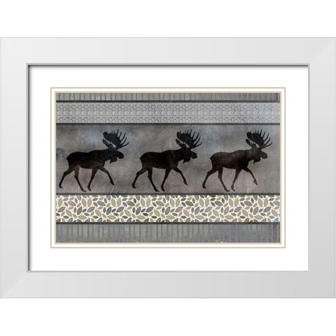 Moose Pattern White Modern Wood Framed Art Print with Double Matting by LightBoxJournal