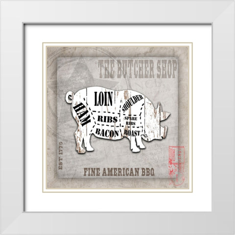 American Butcher Shop White Modern Wood Framed Art Print with Double Matting by LightBoxJournal