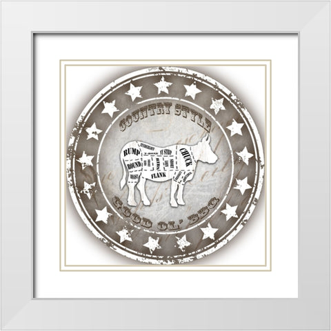 Good Ol BBQ Cow White Modern Wood Framed Art Print with Double Matting by LightBoxJournal