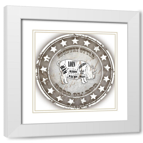 Good Ol BBQ Pig White Modern Wood Framed Art Print with Double Matting by LightBoxJournal