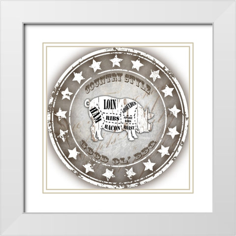 Good Ol BBQ Pig White Modern Wood Framed Art Print with Double Matting by LightBoxJournal