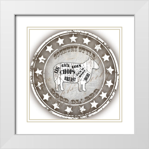 Good Ol BBQ Sheep White Modern Wood Framed Art Print with Double Matting by LightBoxJournal