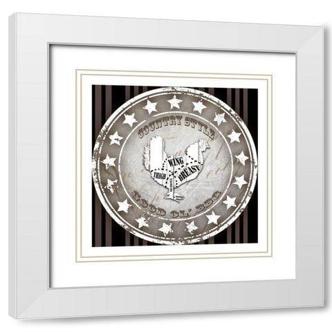 Good Ol BBQ Square Chicken White Modern Wood Framed Art Print with Double Matting by LightBoxJournal