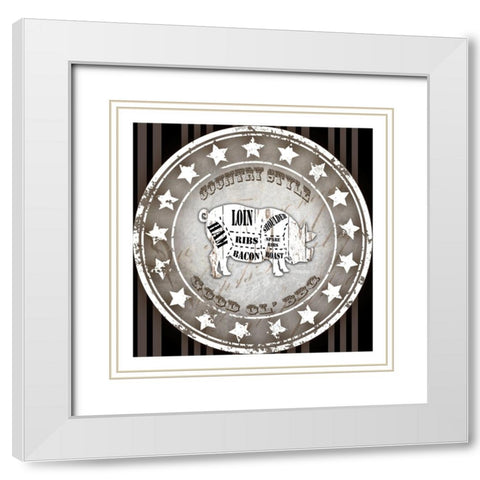 Good Ol BBQ Square Pig White Modern Wood Framed Art Print with Double Matting by LightBoxJournal