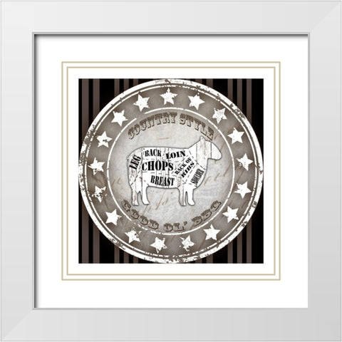 Good Ol BBQ Square Sheep White Modern Wood Framed Art Print with Double Matting by LightBoxJournal