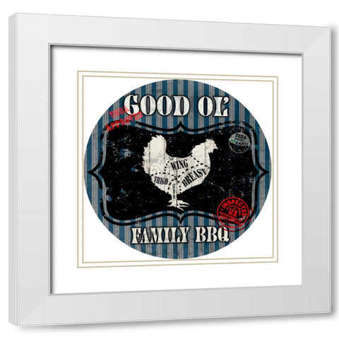 Good Ol Family BBQ Round Chicken White Modern Wood Framed Art Print with Double Matting by LightBoxJournal