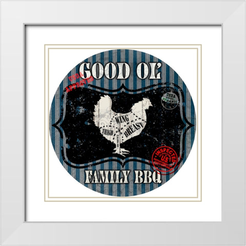 Good Ol Family BBQ Round Chicken White Modern Wood Framed Art Print with Double Matting by LightBoxJournal