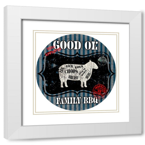 Good Ol Family BBQ Round White Modern Wood Framed Art Print with Double Matting by LightBoxJournal