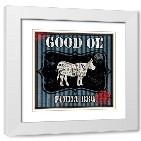 Good Ol Family BBQ Square Cow White Modern Wood Framed Art Print with Double Matting by LightBoxJournal