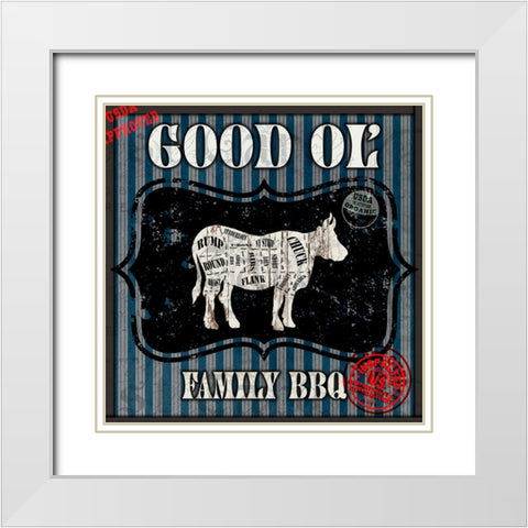 Good Ol Family BBQ Square Cow White Modern Wood Framed Art Print with Double Matting by LightBoxJournal