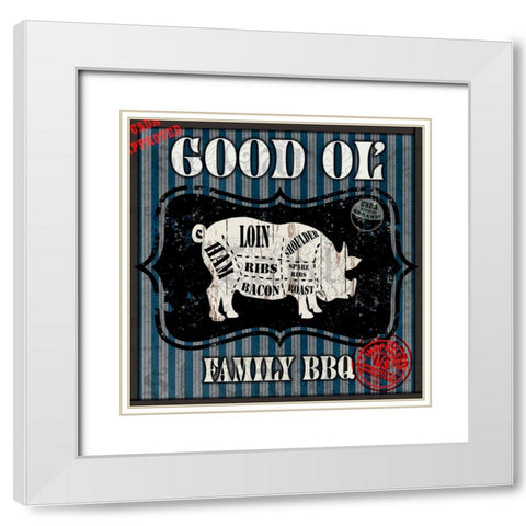 Good Ol Family BBQ Square Pig White Modern Wood Framed Art Print with Double Matting by LightBoxJournal