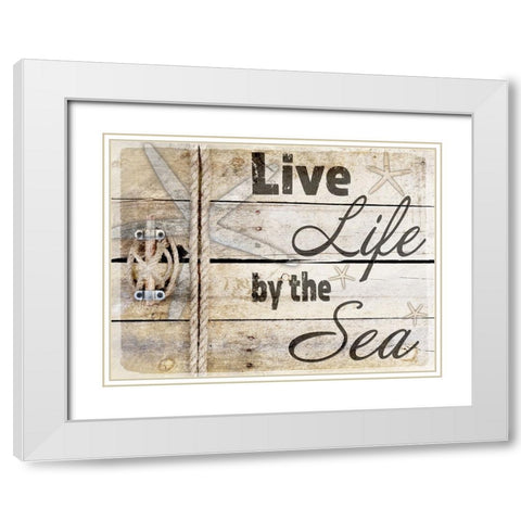 Country Sea Sign 3 White Modern Wood Framed Art Print with Double Matting by LightBoxJournal