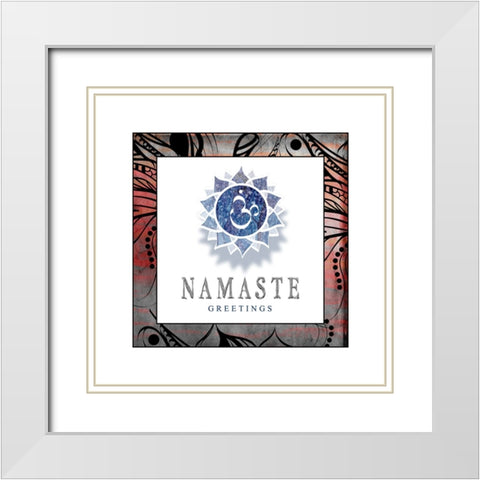 Chakras Yoga Framed Namaste V2 White Modern Wood Framed Art Print with Double Matting by LightBoxJournal
