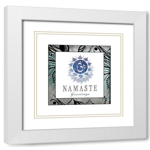 Chakras Yoga Framed Namaste V3 White Modern Wood Framed Art Print with Double Matting by LightBoxJournal