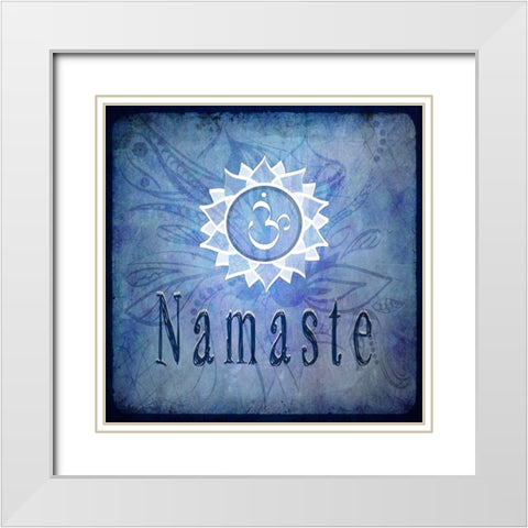 Chakras Yoga Namaste V2 White Modern Wood Framed Art Print with Double Matting by LightBoxJournal