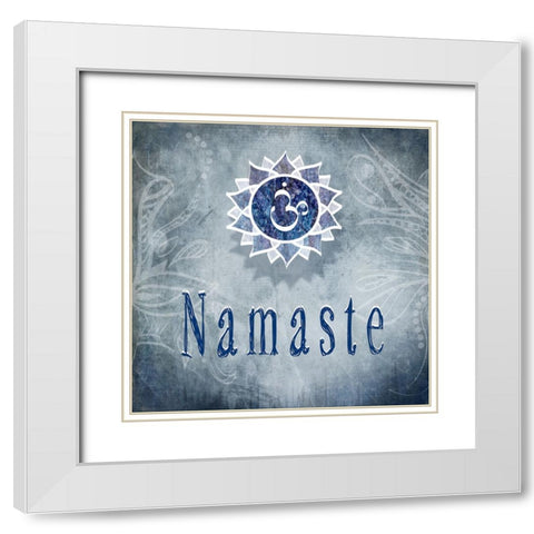 Chakras Yoga Namaste V3 White Modern Wood Framed Art Print with Double Matting by LightBoxJournal
