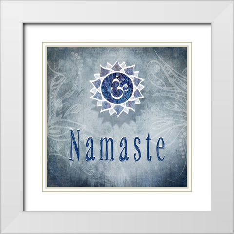 Chakras Yoga Namaste V3 White Modern Wood Framed Art Print with Double Matting by LightBoxJournal