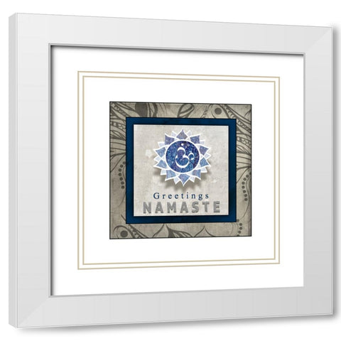 Chakras Yoga Tile Namaste V1 White Modern Wood Framed Art Print with Double Matting by LightBoxJournal