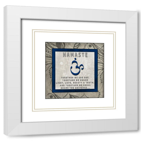 Chakras Yoga Tile Namaste V4 White Modern Wood Framed Art Print with Double Matting by LightBoxJournal