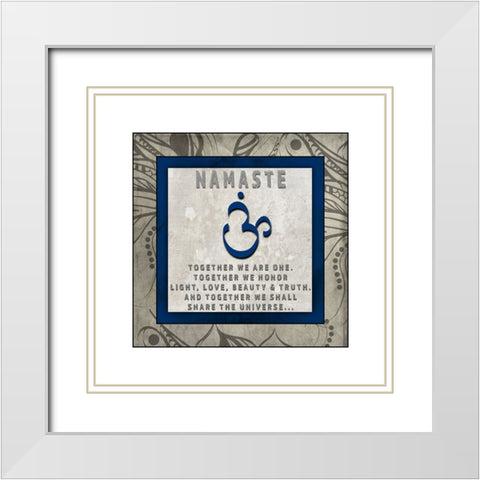 Chakras Yoga Tile Namaste V4 White Modern Wood Framed Art Print with Double Matting by LightBoxJournal