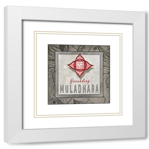 ChakrasYogaTile Muladhara V3 White Modern Wood Framed Art Print with Double Matting by LightBoxJournal