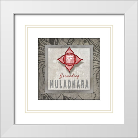 ChakrasYogaTile Muladhara V3 White Modern Wood Framed Art Print with Double Matting by LightBoxJournal